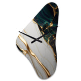 Abstract Geode Gold And Green Marble II - Asymmetric Metal Wall Clock
