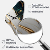 Abstract Geode Gold And Green Marble II - Asymmetric Metal Wall Clock