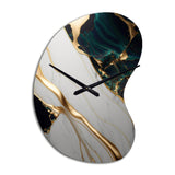Abstract Geode Gold And Green Marble II - Asymmetric Metal Wall Clock