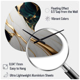 Abstract Geode Gold And Green Marble II - Asymmetric Metal Wall Clock