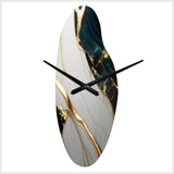 Abstract Geode Gold And Green Marble II - Asymmetric Metal Wall Clock
