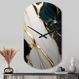 Abstract Geode Gold And Green Marble II - Asymmetric Metal Wall Clock