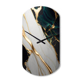 Abstract Geode Gold And Green Marble II - Asymmetric Metal Wall Clock
