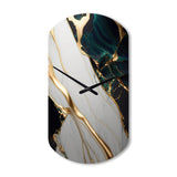 Abstract Geode Gold And Green Marble II - Asymmetric Metal Wall Clock