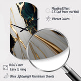Abstract Geode Gold And Green Marble II - Asymmetric Metal Wall Clock