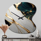 Abstract Geode Gold And Green Marble II - Asymmetric Metal Wall Clock