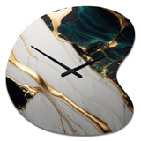 Abstract Geode Gold And Green Marble II - Asymmetric Metal Wall Clock