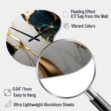 Abstract Geode Gold And Green Marble II - Asymmetric Metal Wall Clock