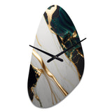 Abstract Geode Gold And Green Marble II - Asymmetric Metal Wall Clock