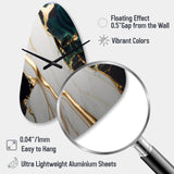 Abstract Geode Gold And Green Marble II - Asymmetric Metal Wall Clock