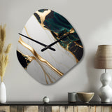 Abstract Geode Gold And Green Marble II - Asymmetric Metal Wall Clock
