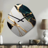 Abstract Geode Gold And Green Marble II - Asymmetric Metal Wall Clock