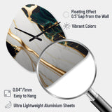 Abstract Geode Gold And Green Marble II - Asymmetric Metal Wall Clock