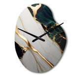 Abstract Geode Gold And Green Marble II - Asymmetric Metal Wall Clock