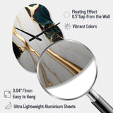 Abstract Geode Gold And Green Marble II - Asymmetric Metal Wall Clock