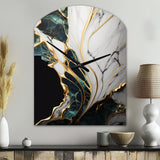 Abstract Geode Gold And Green Marble III - Asymmetric Metal Wall Clock