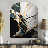 Abstract Geode Gold And Green Marble III - Asymmetric Metal Wall Clock