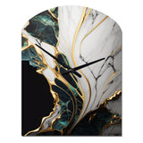 Abstract Geode Gold And Green Marble III - Asymmetric Metal Wall Clock