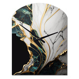 Abstract Geode Gold And Green Marble III - Asymmetric Metal Wall Clock