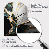 Abstract Geode Gold And Green Marble III - Asymmetric Metal Wall Clock