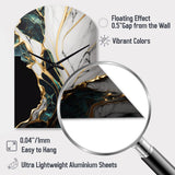Abstract Geode Gold And Green Marble III - Asymmetric Metal Wall Clock