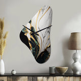 Abstract Geode Gold And Green Marble III - Asymmetric Metal Wall Clock