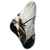 Abstract Geode Gold And Green Marble III - Asymmetric Metal Wall Clock