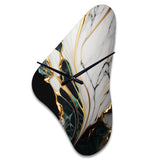 Abstract Geode Gold And Green Marble III - Asymmetric Metal Wall Clock