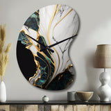 Abstract Geode Gold And Green Marble III - Asymmetric Metal Wall Clock