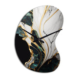 Abstract Geode Gold And Green Marble III - Asymmetric Metal Wall Clock