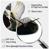 Abstract Geode Gold And Green Marble III - Asymmetric Metal Wall Clock