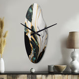 Abstract Geode Gold And Green Marble III - Asymmetric Metal Wall Clock