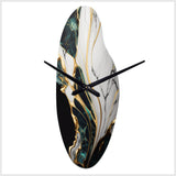 Abstract Geode Gold And Green Marble III - Asymmetric Metal Wall Clock