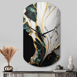 Abstract Geode Gold And Green Marble III - Asymmetric Metal Wall Clock