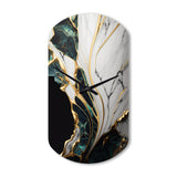 Abstract Geode Gold And Green Marble III - Asymmetric Metal Wall Clock