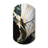 Abstract Geode Gold And Green Marble III - Asymmetric Metal Wall Clock