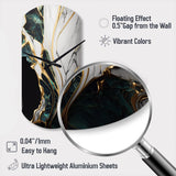 Abstract Geode Gold And Green Marble III - Asymmetric Metal Wall Clock