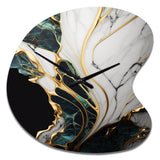 Abstract Geode Gold And Green Marble III - Asymmetric Metal Wall Clock