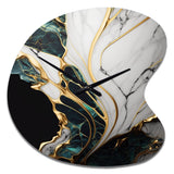 Abstract Geode Gold And Green Marble III - Asymmetric Metal Wall Clock
