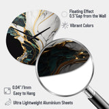 Abstract Geode Gold And Green Marble III - Asymmetric Metal Wall Clock