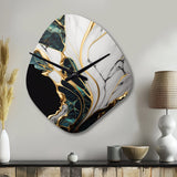 Abstract Geode Gold And Green Marble III - Asymmetric Metal Wall Clock