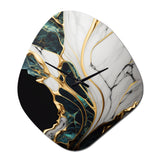 Abstract Geode Gold And Green Marble III - Asymmetric Metal Wall Clock