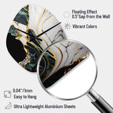 Abstract Geode Gold And Green Marble III - Asymmetric Metal Wall Clock