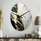 Abstract Geode Gold And Green Marble III - Asymmetric Metal Wall Clock