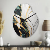 Abstract Geode Gold And Green Marble III - Asymmetric Metal Wall Clock