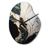 Abstract Geode Gold And Green Marble III - Asymmetric Metal Wall Clock