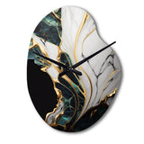Abstract Geode Gold And Green Marble III - Asymmetric Metal Wall Clock