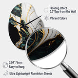 Abstract Geode Gold And Green Marble III - Asymmetric Metal Wall Clock