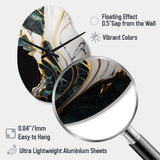 Abstract Geode Gold And Green Marble III - Asymmetric Metal Wall Clock