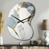 Abstract Geode Gold And White Marble I - Asymmetric Metal Wall Clock
